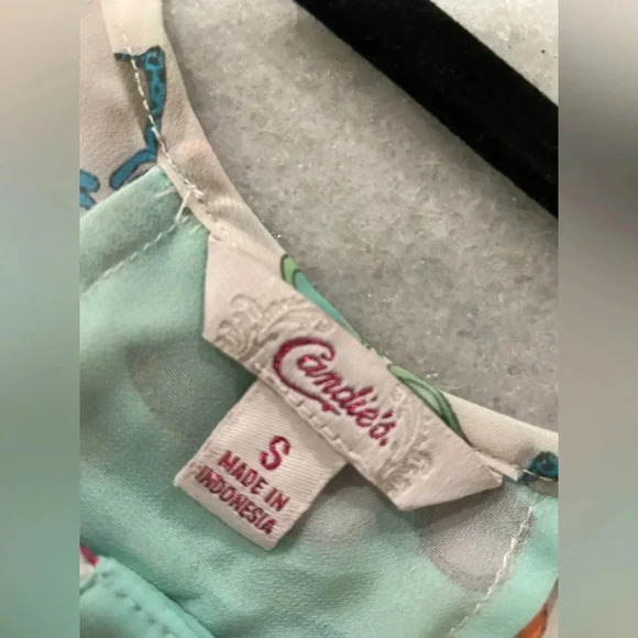 Candies Sheer Neon Sunglasses Print Flowy Button Tank Top Beach Travel Size S - Picture 8 of 9